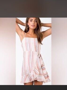 Princess Polly Pink & Cream Striped Spaghetti Strap Mini Dress
